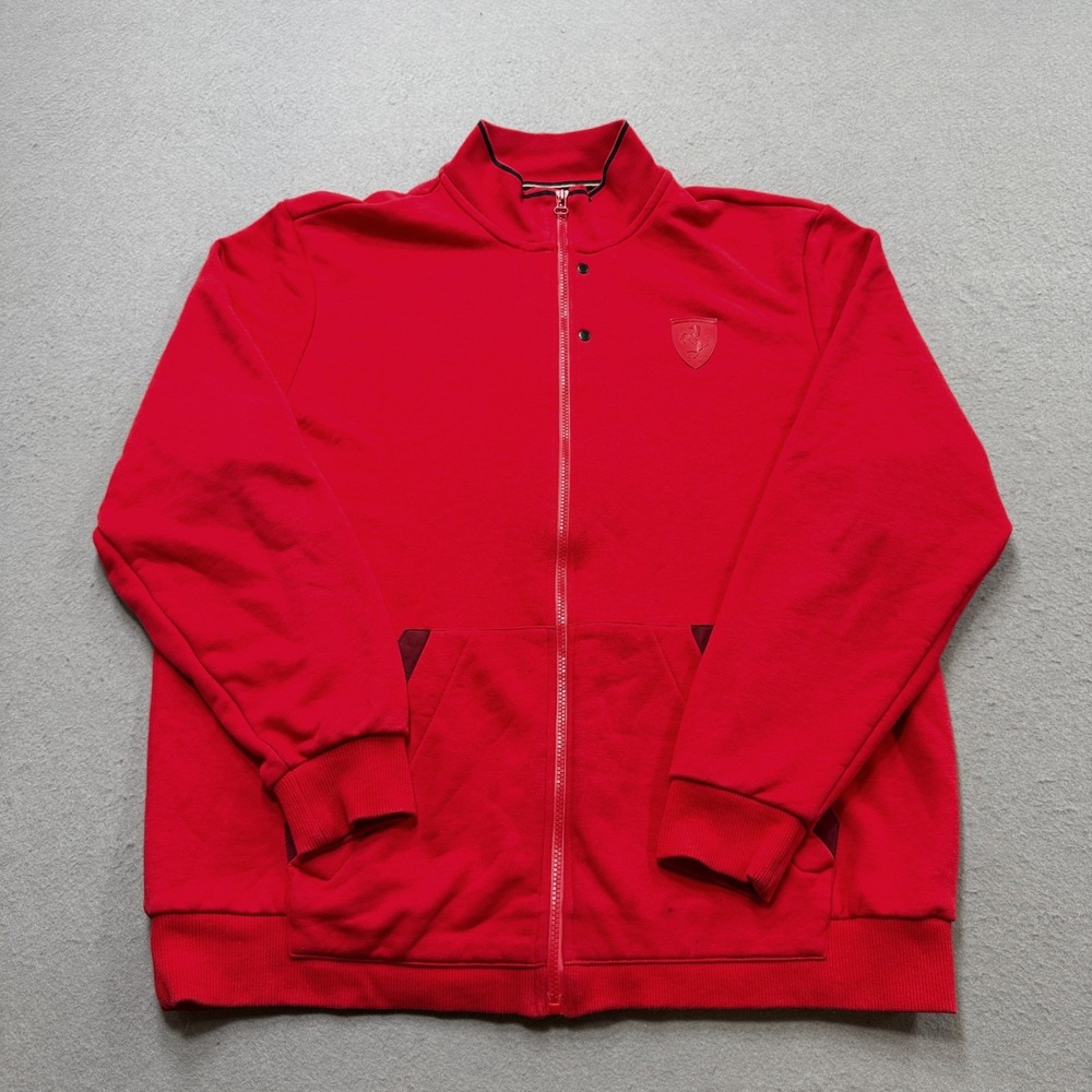 Puma Track Jacket Men's 2XL Red Scuderia Ferrari Racing French Terry Sweatshirt